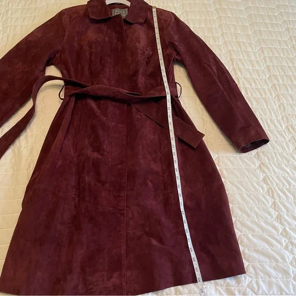 Jessica London Burgundy Genuine Leather Suede Jacket - Picture 3 of 7